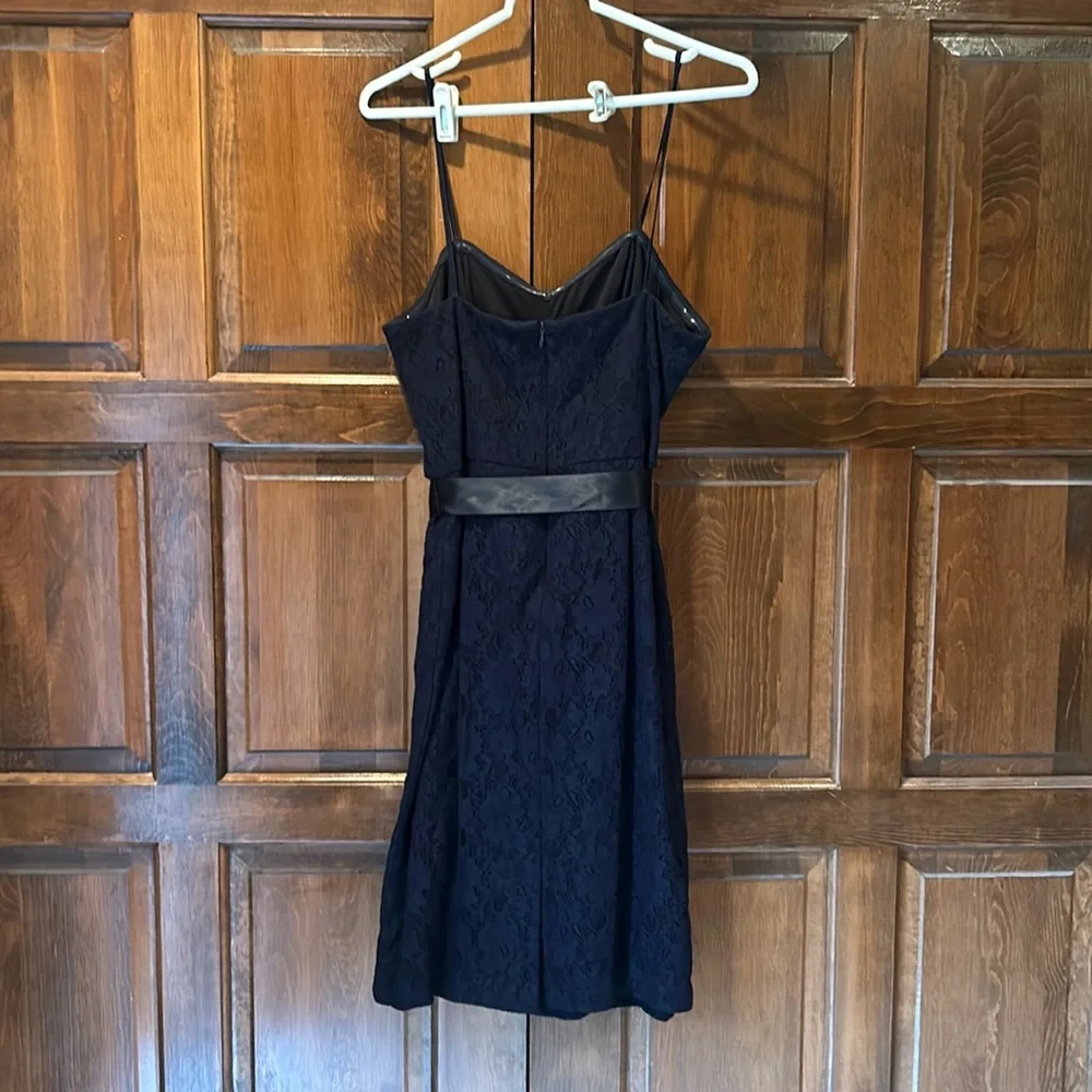 Adrianna Papell Midnight Blue Cocktail Lace Dress Belt Size 10 Cocktail Party
